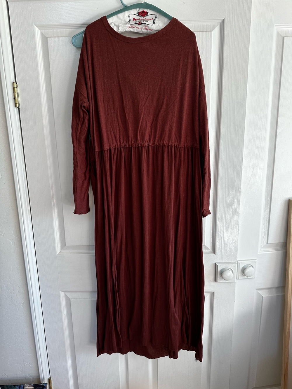 Free People Long Sleeve Maxi Dress in Burgundy